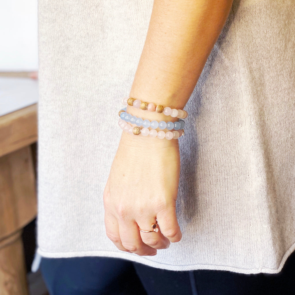 Barrel Bead Bracelet - Aquamarine - Olive and Poppy