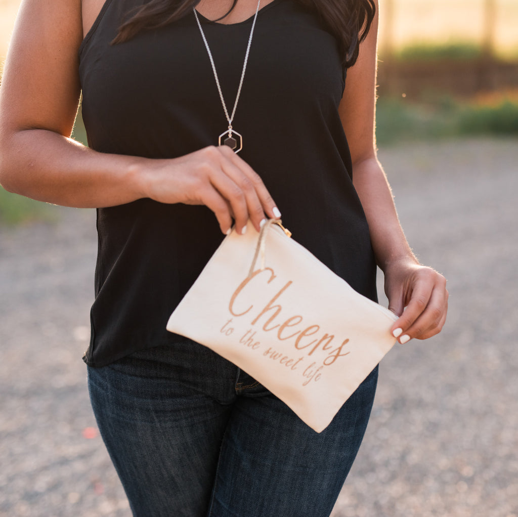 Zipper Pouch - Cheers to The Sweet Life - Olive and Poppy