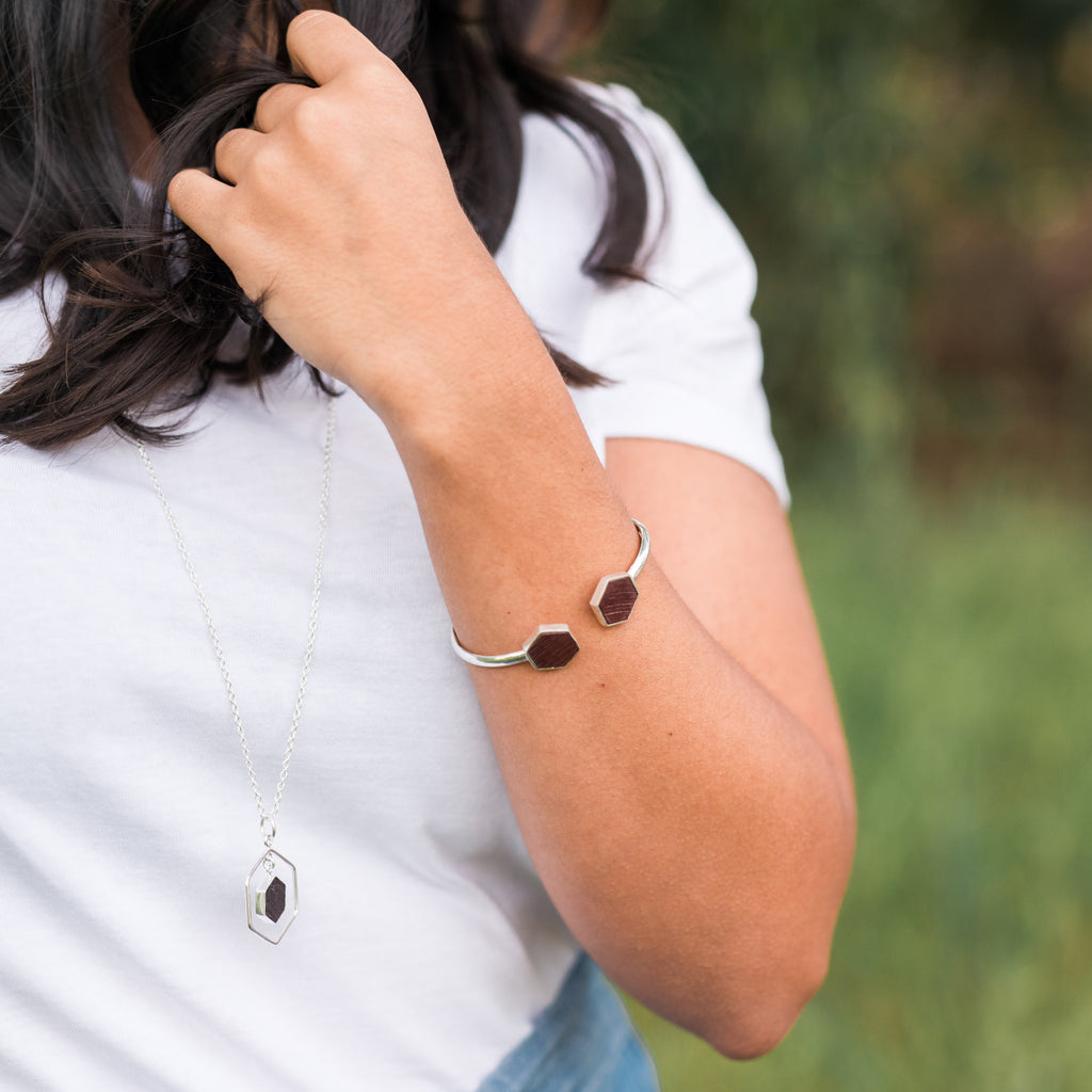 Hexagon Cuff Bracelet - Olive and Poppy